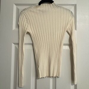 LOFT Ivory Ribbed Knit Top